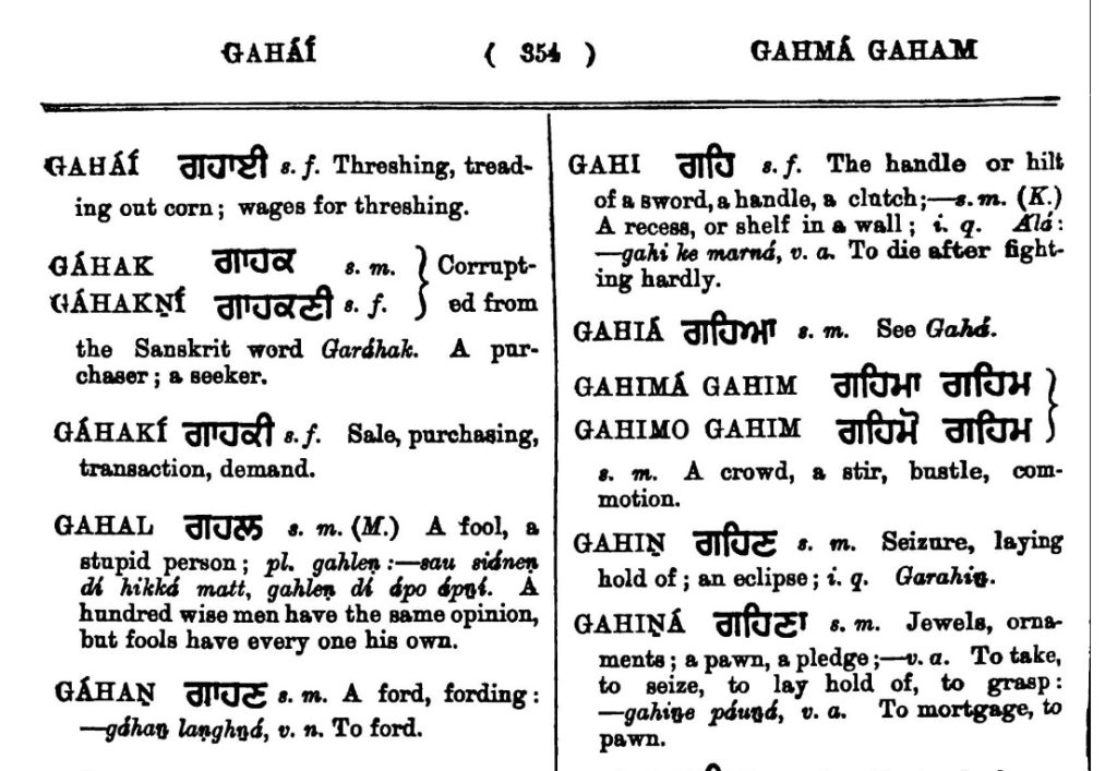 Punjabi Dictionary In English